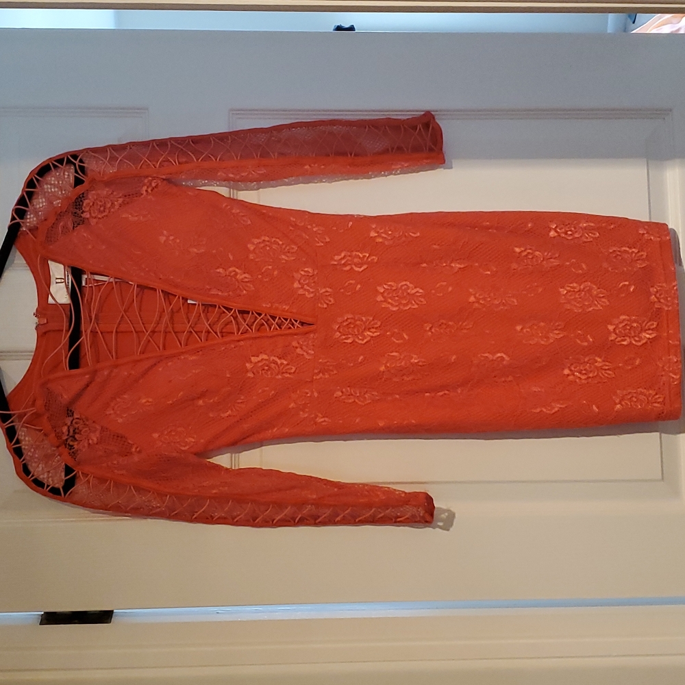 Sexy peach lace dress